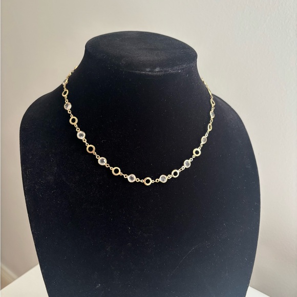 Gold Crystal Station Necklace - Women Jewelry - Picture 5 of 8